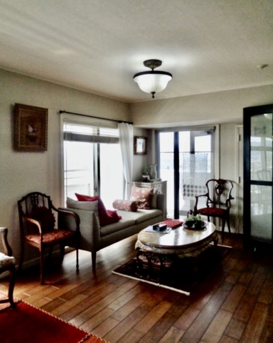 モリス壁紙とウッドブラインド(山形市K様邸)